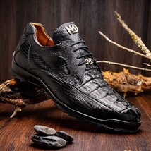 Genuine caiman hornback and original lizard skin Sneaker Shoes Crater Black image 6