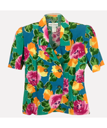 Jordan Michaels USA Summer Jacket 6P Colorful Hawaiian Floral Vintage 80s - £31.42 GBP