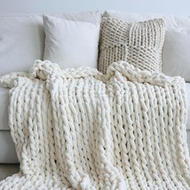 Chenille Chunky Knit Blanket Throw （30×40 Inch）, Handmade Warm &amp; Cozy, C... - £35.34 GBP