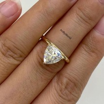Trillion Cut Moissanite Engagement Ring 14K yellow Gold Classic Wedding Ring - £79.62 GBP