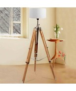 Designer Teak Wood Tripod Floor Lamp LED Lamp Without Shade Lighting Vin... - £85.89 GBP
