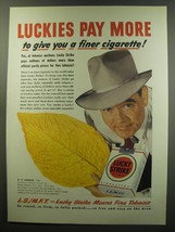 1949 Lucky Strike Cigarettes Advertisement - Luckies Pay more - £14.44 GBP