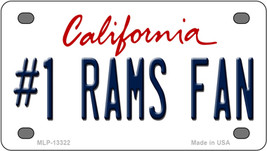 Number 1 Rams Fan California Novelty Mini Metal License Plate Tag - £11.76 GBP