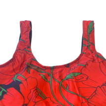 Floral One-Piece Swimsuit Size XL (12) Swimwear Red Flowers New - $18.00