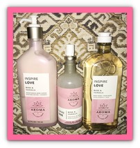 Bath &amp; Body Works Inspire Love ROSE &amp; VANILLA Body Wash Lotion Oil Mist Lot of 3 - £33.73 GBP