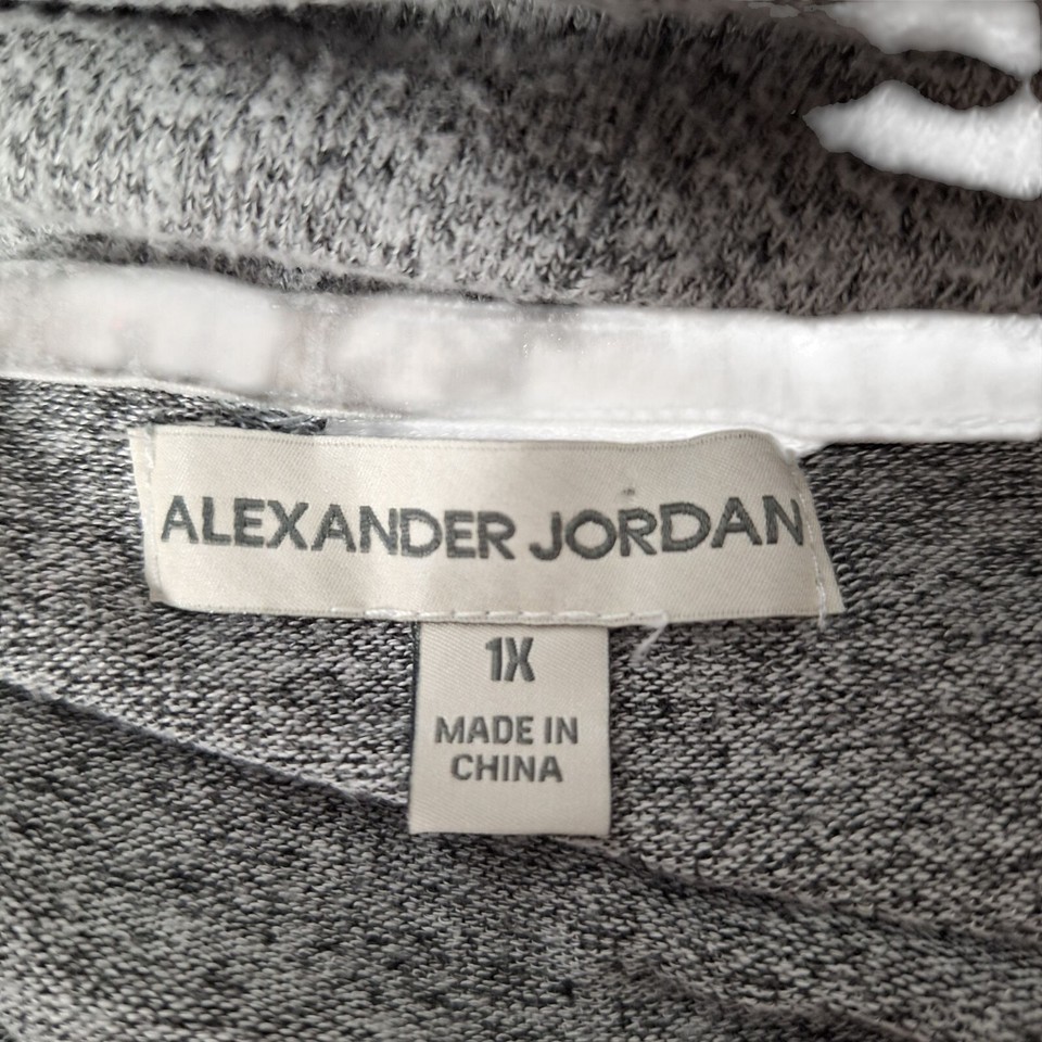 Alexander Jordan Womens 1X Solid Gray Cowl Neck Sweater Long Sleeve Item image 4