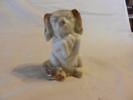 Ceramic Begging Dog Figurine 3.25&quot; Tall from Germany #73733 White &amp; Brown  - £23.49 GBP