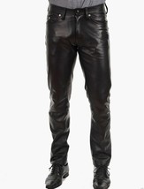 Men&#39;s Black Genuine Leather Pant Real Soft Lambskin Biker Leather Pant 06 - £149.45 GBP