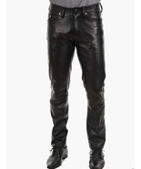 Men&#39;s Black Genuine Leather Pant Real Soft Lambskin Biker Leather Pant 06 - £148.62 GBP