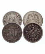 1875-1876 Germany 50 Pfenning Coin Lot of 4 (VF-XF) KM# 6 - $80.48 CAD