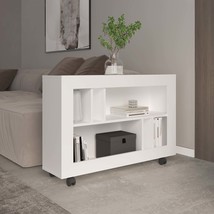Joge White Console Entryway Living Room Table Cart 6 Shelves Casters - $142.99