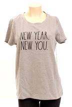 Rae Dunn Gray New Year New You Short Sleeve Tee T-Shirt Women&#39;s M NWT - £39.95 GBP