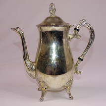 VINTAGE Silver Plated Footed Coffee Pot With Hinged Lid 9.5&quot; Tall Silver... - $16.39