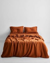 Rust Bedding Set Boho Duvet Cover King Queen Full Double Cotton Comforter Revers - £54.63 GBP+