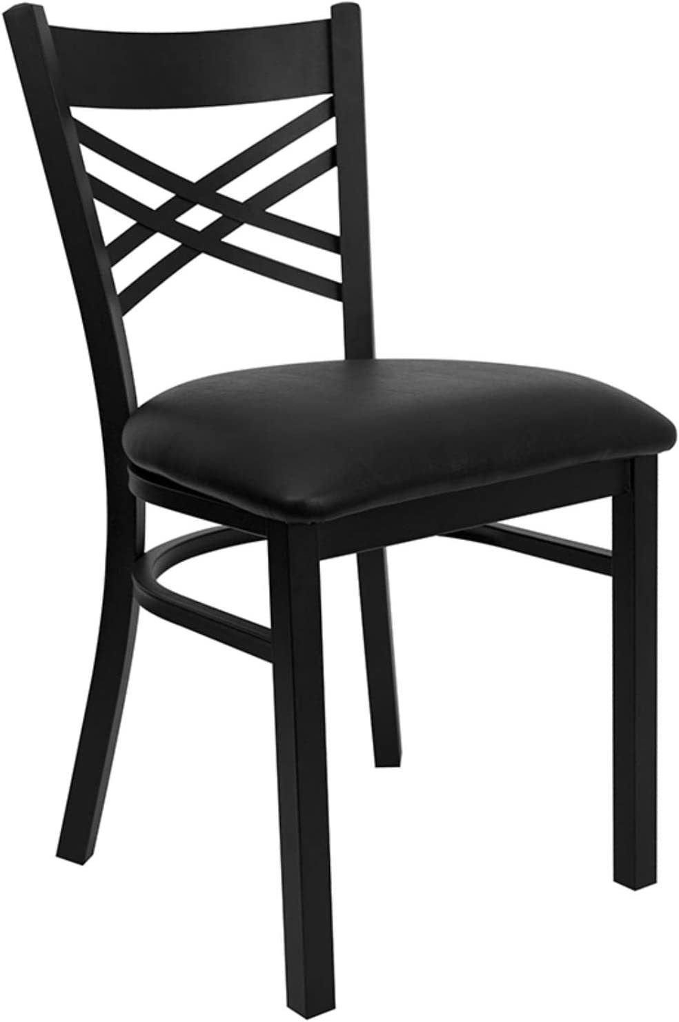 Black ''X'' Back Metal Restaurant Chair With Black Vinyl Seat From The Hercules - $85.94