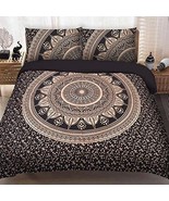 Black Gold Ombre Mandala Duvet Cover King Size Bohemian Bedding Set Beds... - $39.99+