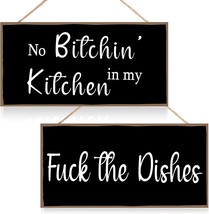 Jetec 2 Pcs. Funny Kitchen Signs No Bitchin&#39; In My Kitchen Rustic, 10 X 5 Inch. - £23.12 GBP