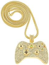 Game Controller Necklace New Rhinestone Pendant 36&quot; Franco Style 4mm Wide Chain - £30.92 GBP