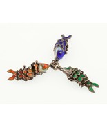 Vermeil Vintage 1920s Chinese Articulated Cloissone Filigree Koi Fish Ch... - $114.33