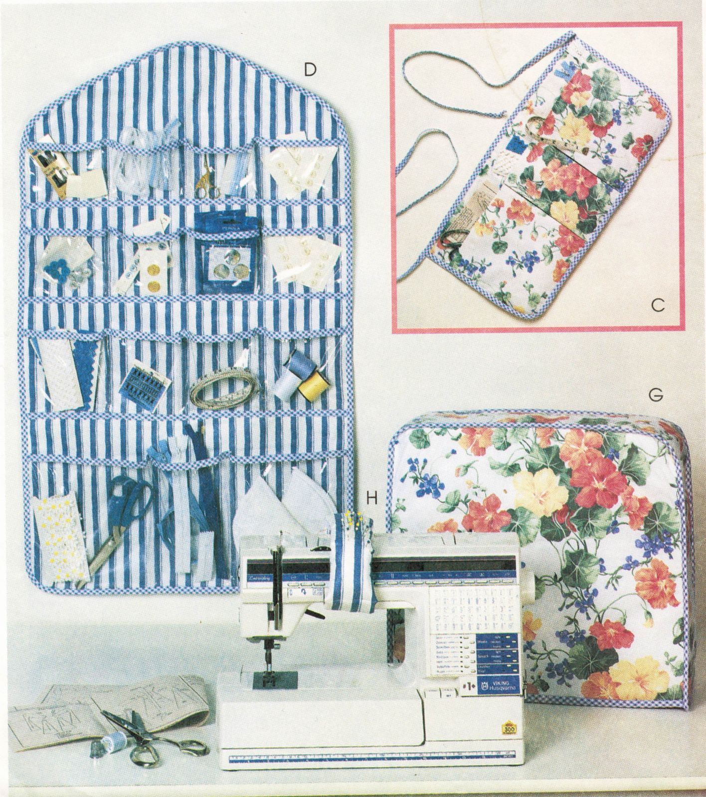 Sew Kit Accessories Serger Cover Apron Organizer Pincushion Chair Bag Pattern - $11.99