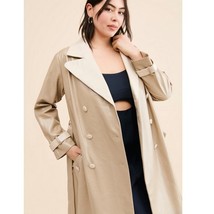 New Anthropologie Colorblock Vegan Leather Trench Coat $250 PLUS 2X   - $2,569.92 MXN