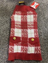 Pet Apparel Knit Dog Sweater  Holiday Theme Size Small Red/Gold/White - £10.04 GBP