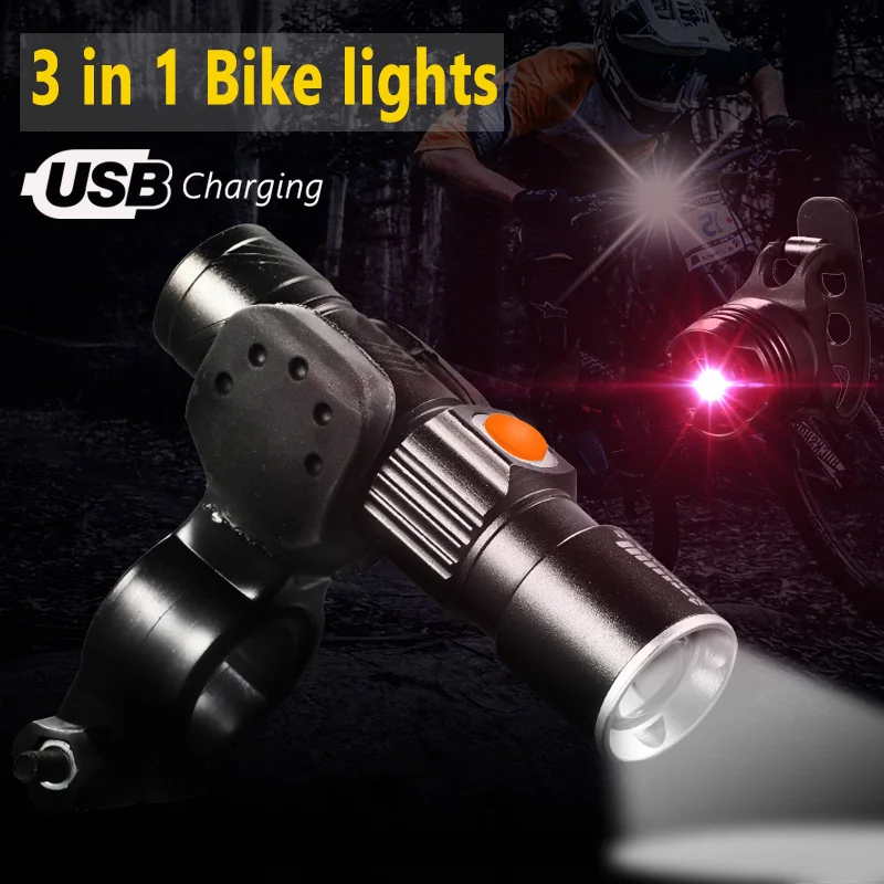 8000 Lumen Bike Bicycle Light Rear light Holder 3 in1 USB Rechargeable LED - £8.45 GBP+