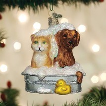 Old World Christmas Bubble Bath Buddies Pet Cat Dog Christmas Ornament 12541 - £19.08 GBP