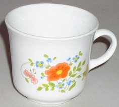 (2) Corning Corelle Wildflower Coffee Cups/Mugs;WHITE--ORANGE/GOLD/ BLUE FLOWERS - £7.89 GBP