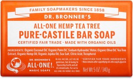 Dr. Bronner&#39;s - Pure-Castile Bar Soap (Tea Tree, 5 ounce) - Made with Or... - £12.78 GBP
