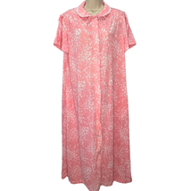 Vintage 70s JCPenney Short Sleeve Robe Pink Floral Size M Snap Button Cottage - £23.75 GBP