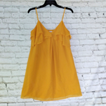 BCBGeneration Dress Womens Small Yellow Adjustable Strap Ruffle V Neck Mini - $34.88