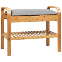 Shoe Rack Bench Bamboo with Storage Shelf-Natural - Color: Natural - £78.44 GBP