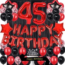 Fancy 45Th Birthday Party Decorations Supplies Red Black Later Balloons Happy Bi - £16.42 GBP