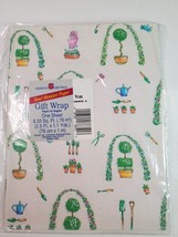American Greetings Wrapping Paper Gift Wrap One Sheet Topiary Flower Pots Garden - £6.96 GBP