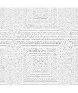 Aztec Panels Paintable Wallpaper White Norwall Wallcovering 48927 - £18.30 GBP