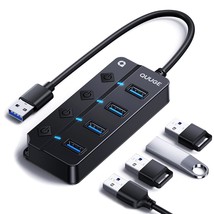 4 Port Usb 3.0 Hub With On Off Switch, Usb Splitter Portable Multiport Adapter W - £14.83 GBP