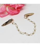 Vintage Sweater Guard Dress Clips Gold Tone Faux Pearls - $16.95