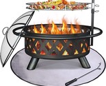 Fire Pit With Mat &amp; Cover, 30 Inch Large Outdoor Wood Burning Fire Pits,... - $203.99