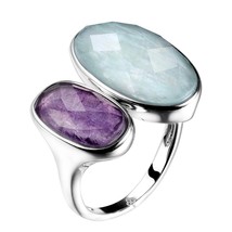 real 925 sterling silver gemstone rings  natural amazonite fluorite stone rings  - £70.55 GBP