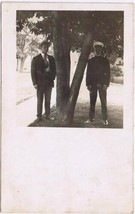 People Postcard RPPC Two Men By Tree Oni In Uniform - £2.22 GBP