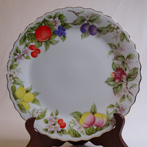 Andrea By Sadek Porcelain Fruit And Blossom Pattern Cake Plate Colorful Floral - $14.03