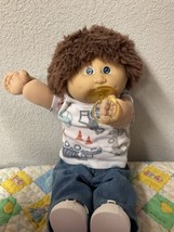 Vintage Cabbage Patch Kid Boy W/ Pacifier 1ST EDITION  Fuzzy Hair Blue Eyes - £242.87 GBP