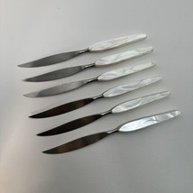 6 Vintage Peaso Solingen Stainless Steel Lucite M of Pearl Knife Set Germany - £31.75 GBP