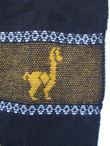 Woven Wool Shawl Wrap Knit Scarf Llama Alpaca Design Black Yellow White Fringe - £18.77 GBP