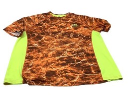 Mossy Oak Fishing Shirt Fire Orange Brown Green Short Sleeve 3XL - $17.45