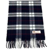 100% Cashmere Scarf Wool Wrap Plaid Dark Blue/White/Berry #1008 For Gift - £15.75 GBP