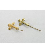 Vintage Costume Jewelry, Gold Tone, Cross Earrings with Long Hook EAR-13 - $127.04 MXN