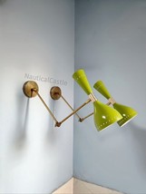 Wall Sconce Pair Olive Green 1950s Mid Century Brass Italian Diabolo Wall Sconce - £184.85 GBP