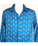 Simon Banks Christmas Bird Antlers Long Sleeve L Button Up Shirt Large 1... - £18.85 GBP
